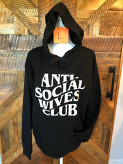 Large Anti social wives club unisex hoodie in black